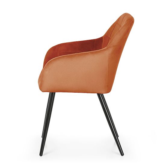 4x Chaise rembourrée avec surpiqûres carrées Cuivre LUXANO Pieds noirs