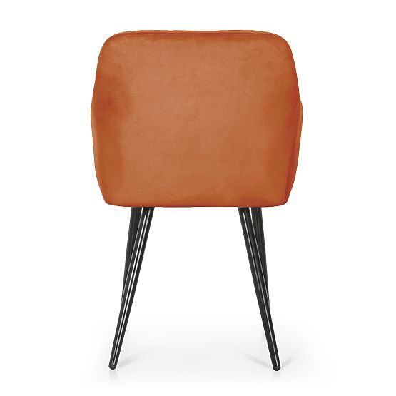 4x Chaise rembourrée avec surpiqûres carrées Cuivre LUXANO Pieds noirs