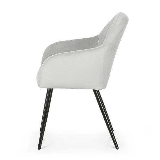 4x Chaise rembourrée avec surpiqûres carrées Grise LUXANO Pieds noirs