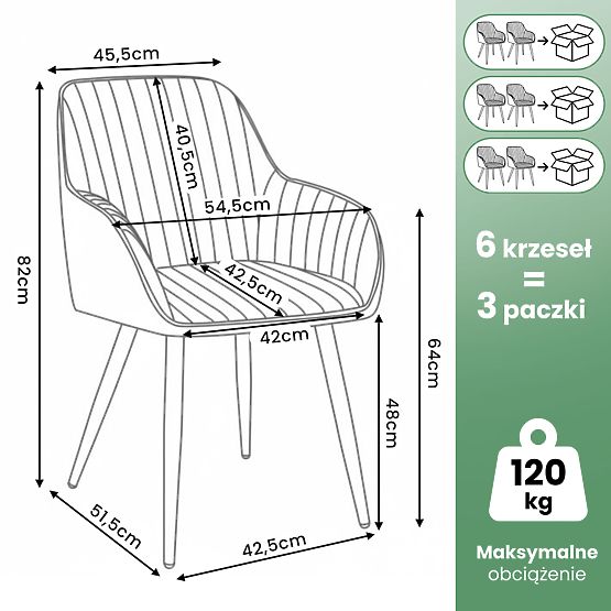 6x Chaise en velours rembourrée avec surpiqûres Crème FLORENCE Pieds dorés