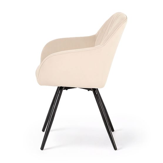 6x Chaise pivotante en velours avec surpiqûres Beige TURNO Pieds noirs