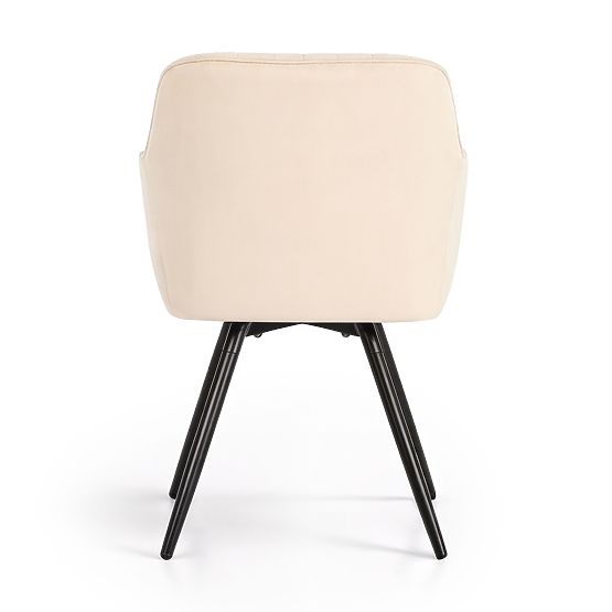 6x Chaise pivotante en velours avec surpiqûres Beige TURNO Pieds noirs