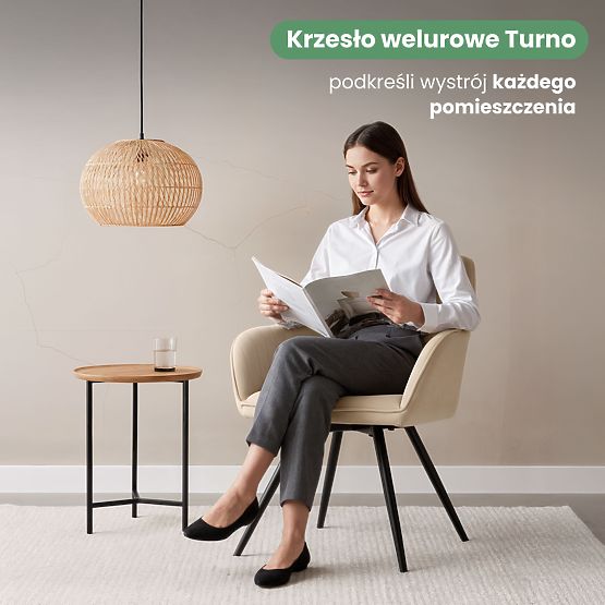 6x Chaise pivotante en velours avec surpiqûres Beige TURNO Pieds noirs