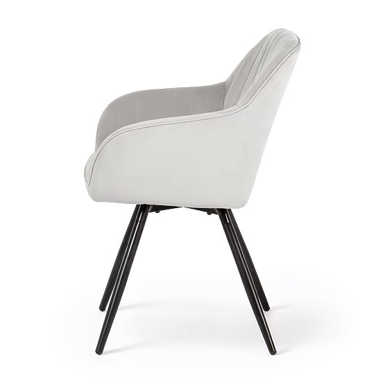 6x Chaise pivotante en velours avec surpiqûres Gris TURNO Pieds noirs