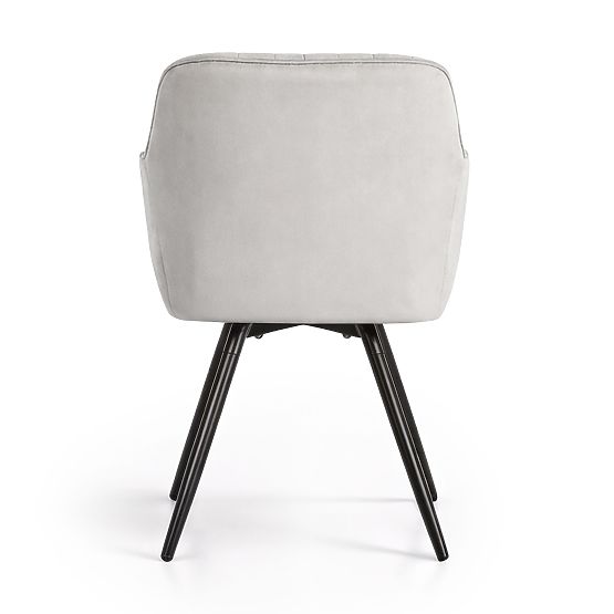 6x Chaise pivotante en velours avec surpiqûres Gris TURNO Pieds noirs