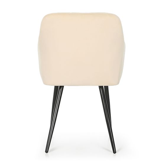 6x Chaise rembourrée avec coutures carrées Beige LUXANO Pieds noirs