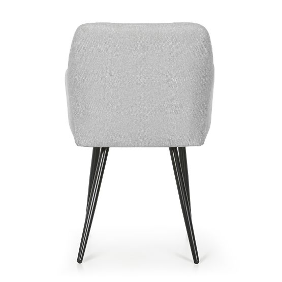 6x Chaise rembourrée avec surpiqûres carrées Gris Clair LUXANO Pieds noirs tissu Lumos