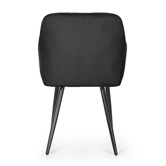 6x Chaise rembourrée avec surpiqûres carrées Noire LUXANO Pieds noirs