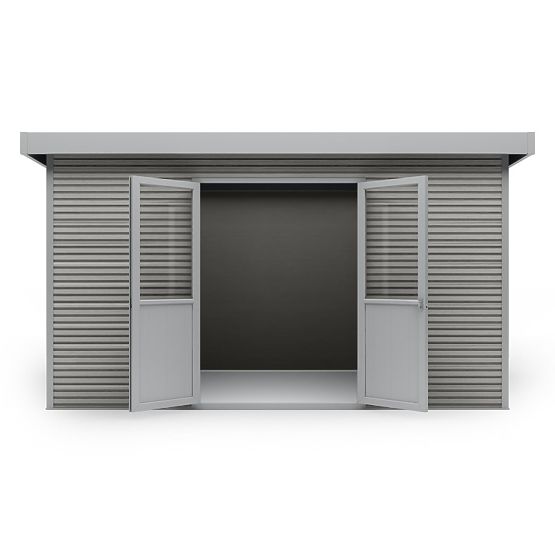Abri de jardin Ardena 4x3 m 12 m², gris foncé, bois composite, aluminium, montage facile