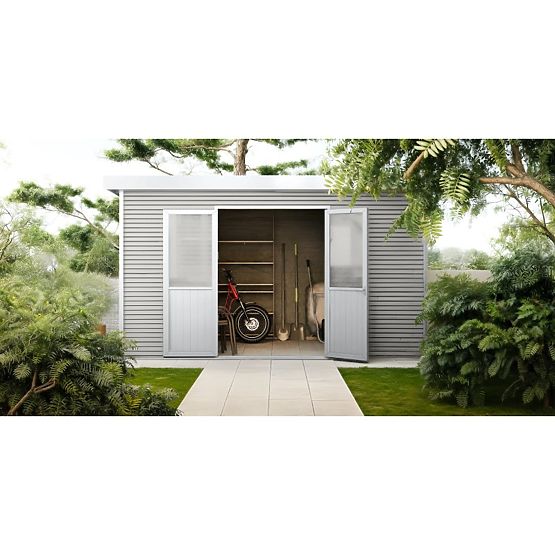 Abri de jardin Ardena 4x3 m 12 m², gris foncé, bois composite, aluminium, montage facile