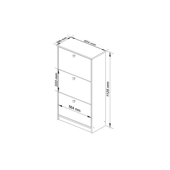 ARMOIRE À CHAUSSURES 3 PORTES ABATTANTES 60 cm BLANC BRILLANT