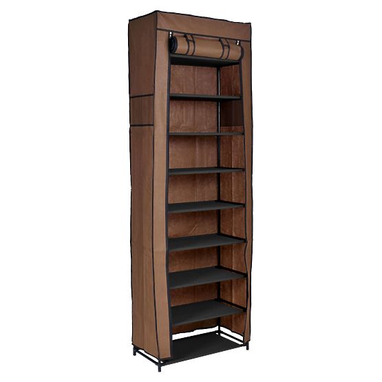 Armoire à chaussures en textile Lea - brun foncé