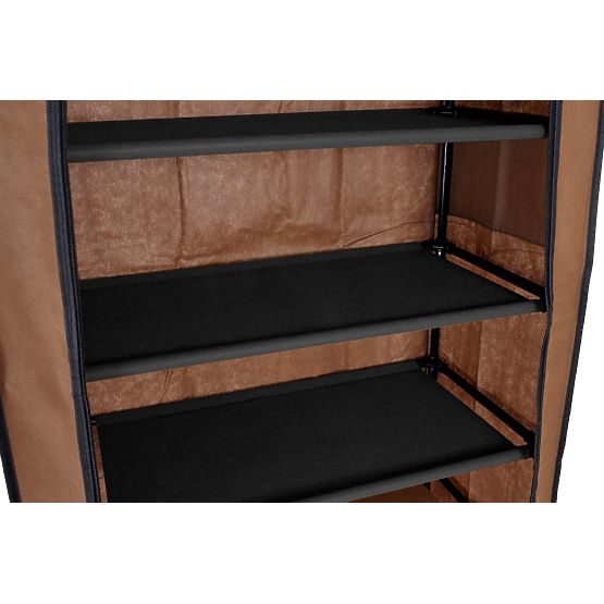 Armoire à chaussures en textile Lea - brun foncé