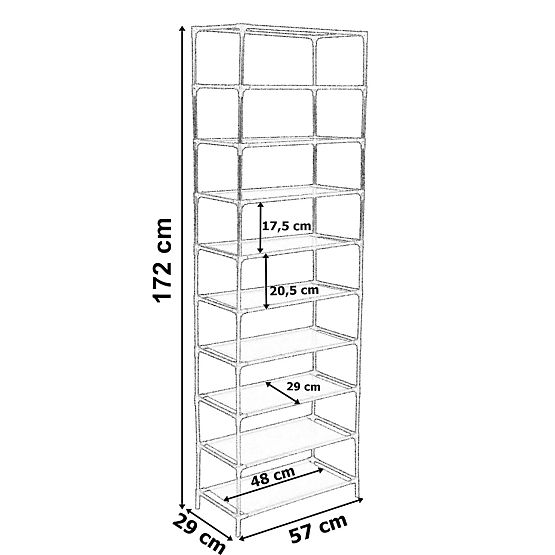 Armoire à chaussures en textile Lea - brun foncé