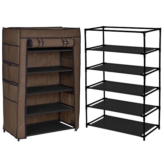 Armoire à chaussures en textile Mona marron foncé