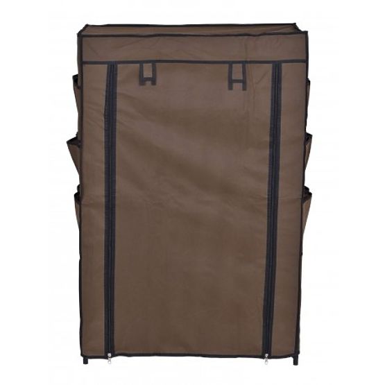 Armoire à chaussures en textile Mona marron foncé