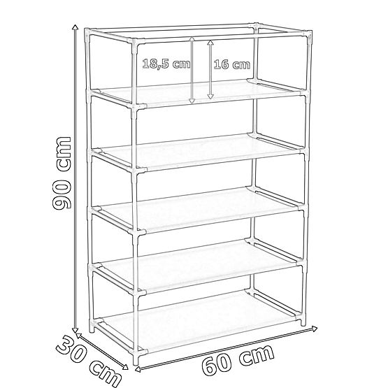 Armoire à chaussures en textile Mona marron foncé