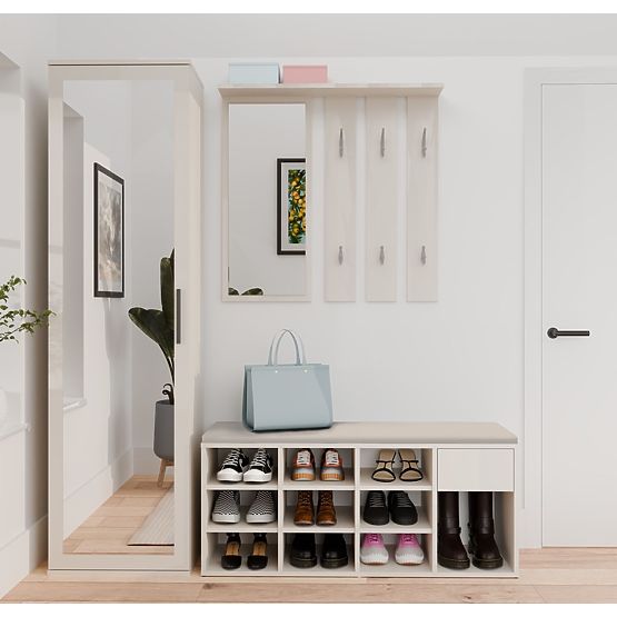 Armoire à Chaussures Ouverte TALLIN BEIGE CACHEMIRE pour Entrée