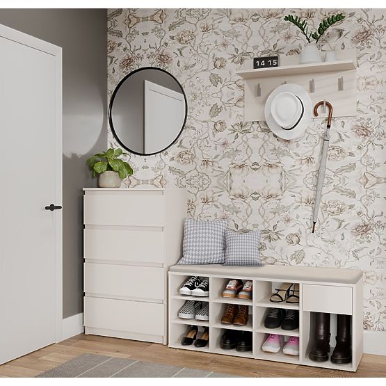 Armoire à Chaussures Ouverte TALLIN BEIGE CACHEMIRE pour Entrée