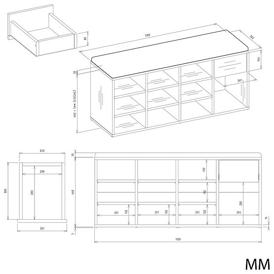Armoire à Chaussures Ouverte TALLIN BEIGE CACHEMIRE pour Entrée