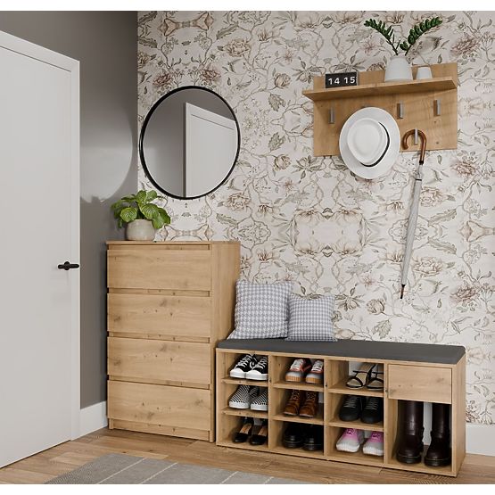 Armoire à chaussures ouverte TALLIN CHÊNE ARTISAN pour entrée