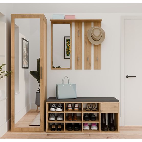 Armoire à chaussures ouverte TALLIN CHÊNE ARTISAN pour entrée