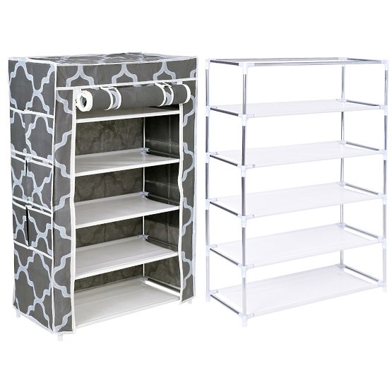 Armoire à chaussures textile Mona Maroc gris-blanc