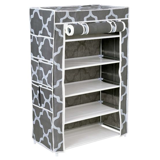 Armoire à chaussures textile Mona Maroc gris-blanc
