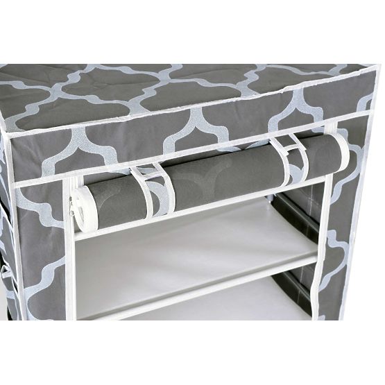 Armoire à chaussures textile Mona Maroc gris-blanc