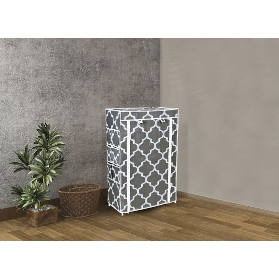 Armoire à chaussures textile Mona Maroc gris-blanc