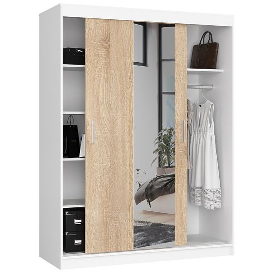 ARMOIRE COULISSANTE 150 cm CLP BLANC / SONOMA