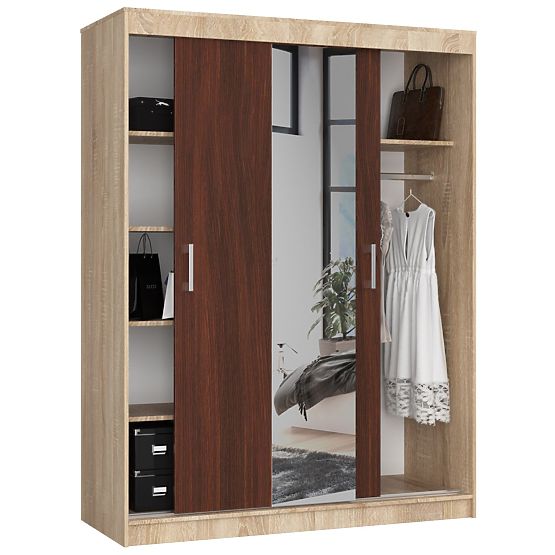 ARMOIRE COULISSANTE 150cm CLP SONOMA / WENGE