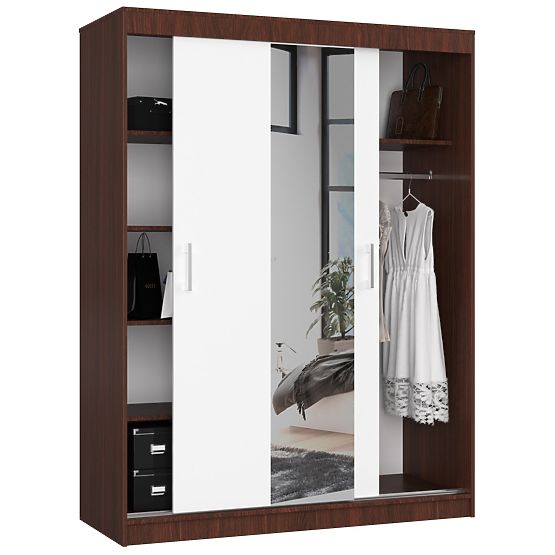 ARMOIRE COULISSANTE 150cm CLP WENGE / BLANC