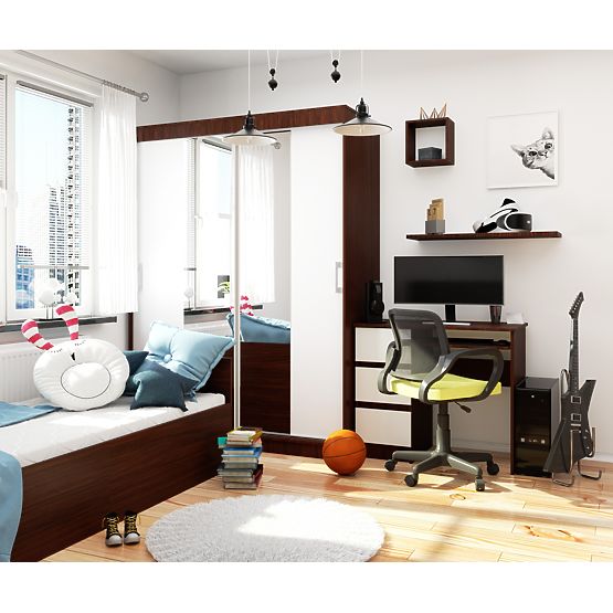 ARMOIRE COULISSANTE 150cm CLP WENGE / BLANC