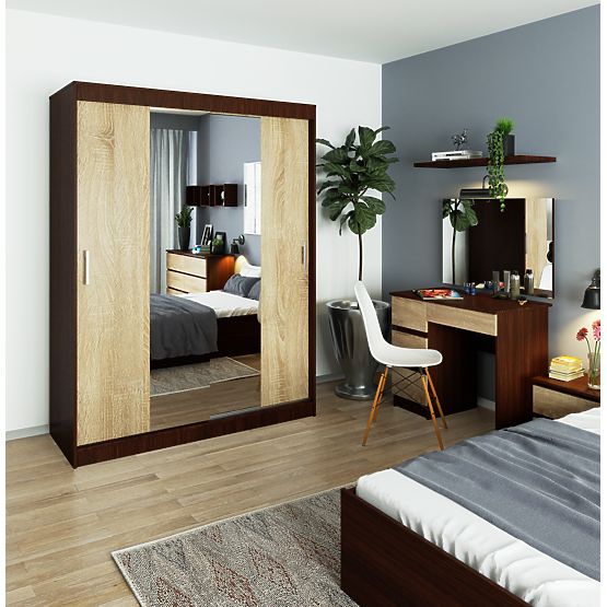 ARMOIRE COULISSANTE 150cm CLP WENGE / SONOMA