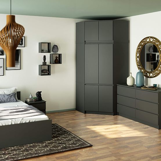 ARMOIRE D'ANGLE AVEC RALLONGE S100 GRIS GRAPHITE