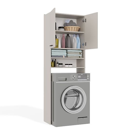 Armoire de salle de bain au-dessus de la machine à laver POLA DK BEIGE CACHEMIRE Étagère Colonne 180
