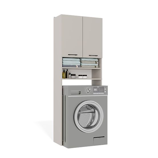 Armoire de salle de bain au-dessus de la machine à laver POLA DK BEIGE CACHEMIRE Étagère Colonne 180