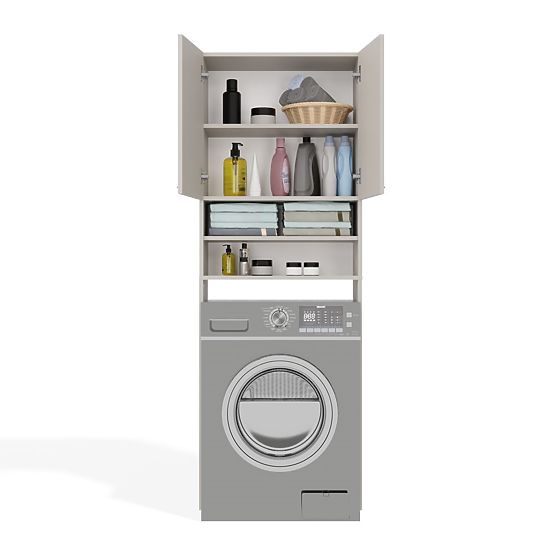 Armoire de salle de bain au-dessus de la machine à laver POLA DK BEIGE CACHEMIRE Étagère Colonne 180