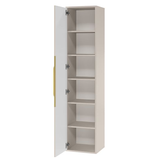 Armoire colonne de salle de bain Avila, rainurée, poignée dorée, cachemire