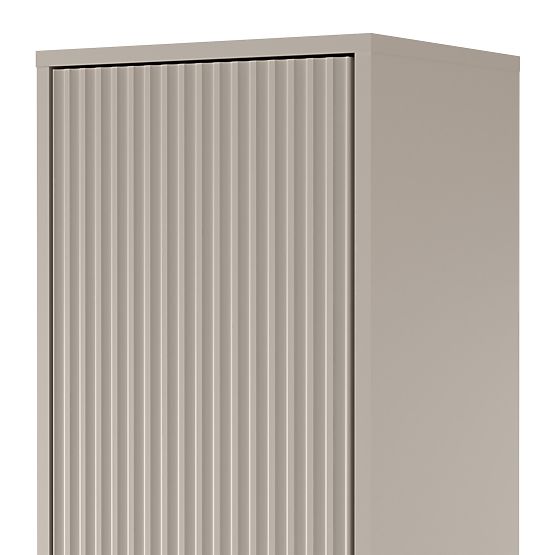 Armoire colonne de salle de bain Avila, rainurée, poignée dorée, cachemire