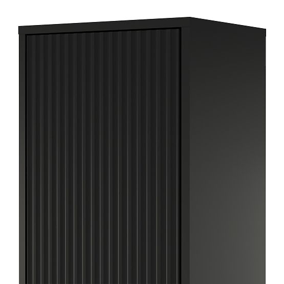 Armoire de salle de bain colonne Avila, rainurée, poignée dorée, noire