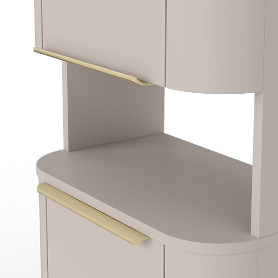 Armoire de salle de bain, colonne Bassa cachemire, poignées dorées, arrondie