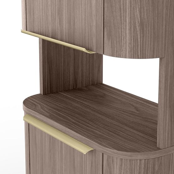 Armoire de salle de bain, colonne Bassa noyer lincoln, poignées dorées, arrondie