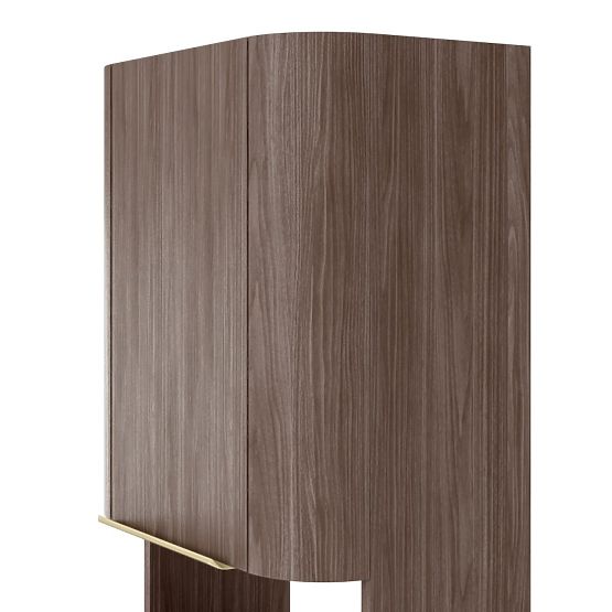 Armoire de salle de bain, colonne Bassa noyer lincoln, poignées dorées, arrondie
