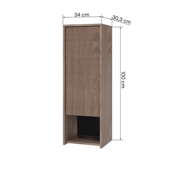 Armoire de salle de bain, colonne basse Pezzo noyer, rainurée