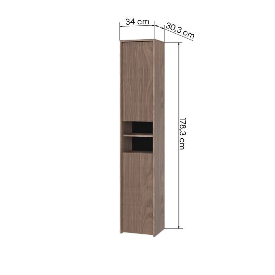 Armoire de salle de bain, colonne haute Pezzo noyer, rainurée