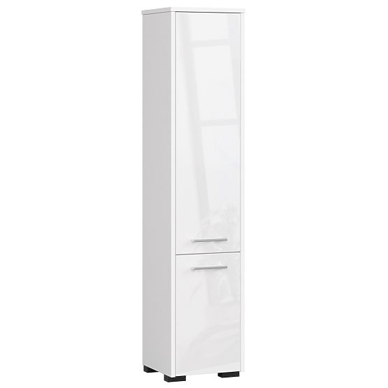 ARMOIRE DE SALLE DE BAIN FIN COLONNE 30 2D 140cm BLANC BRILLANT