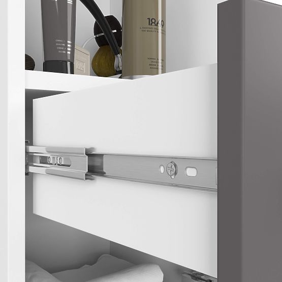 ARMOIRE DE SALLE DE BAIN FIN COLONNE 30 2D 1SZ 1W 140cm PK BLANC / GRIS