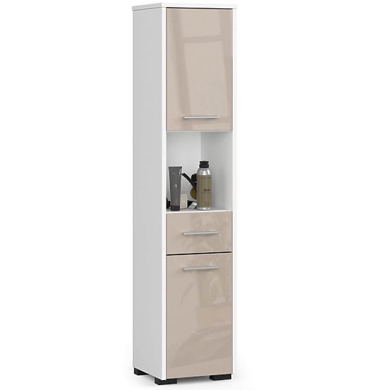 ARMOIRE DE SALLE DE BAIN FIN COLONNE 30 2D 1SZ 1W 140cm PK CAPPUCCINO BRILLANT